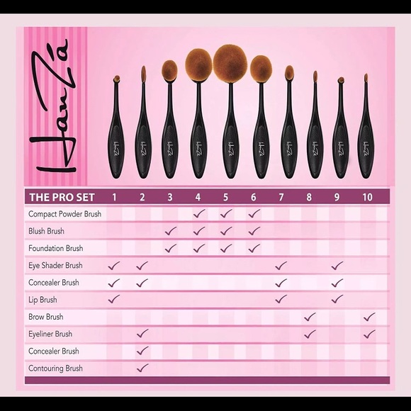 Han Zá 10 PC oval makeup brush set - Picture 2 of 7